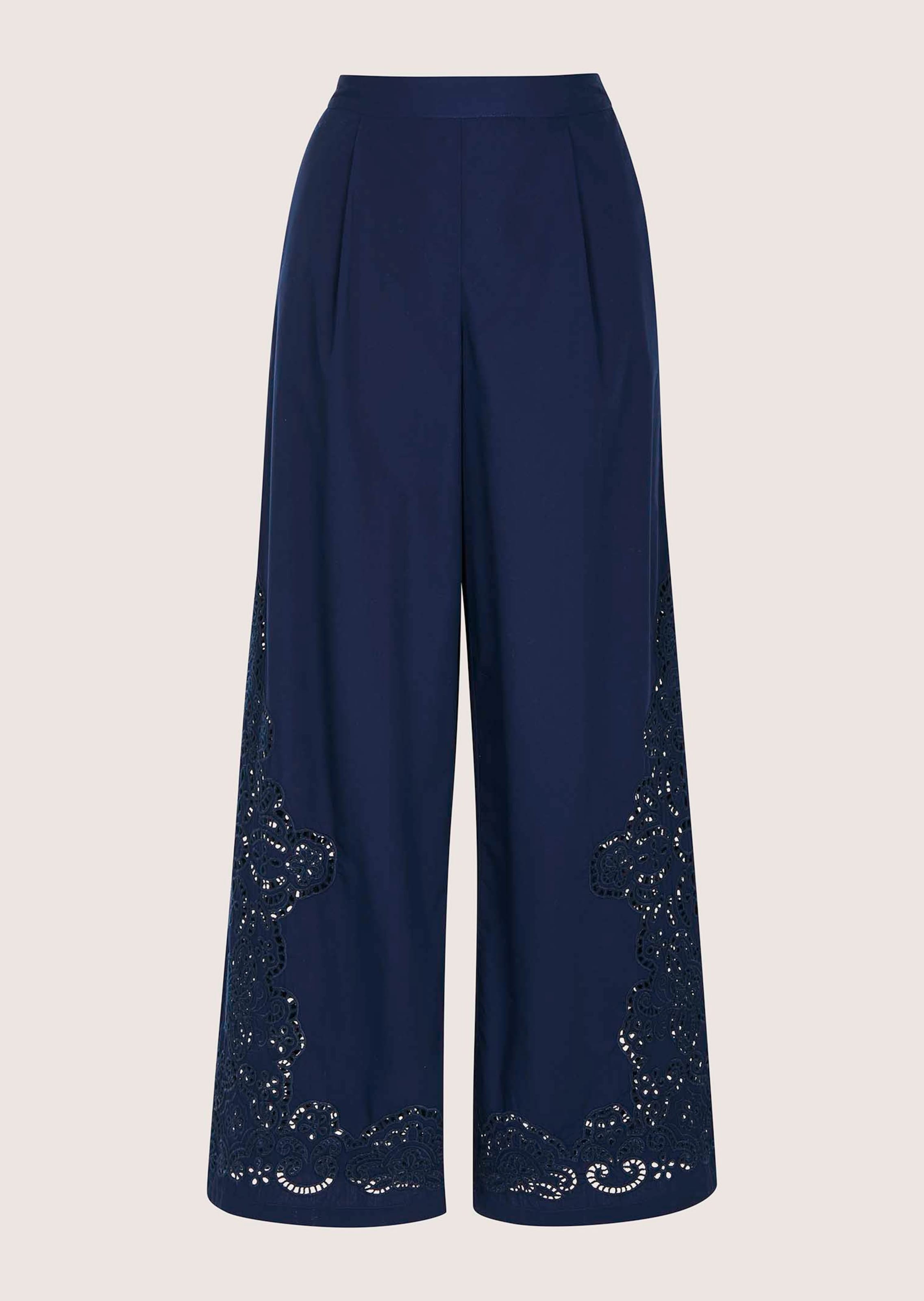 Broek met wijde pijpen en broderie anglaise