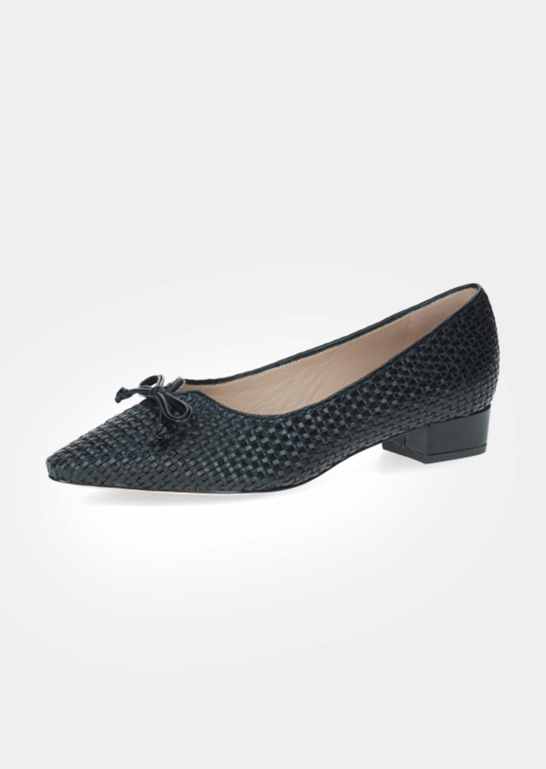 Leder-Pumps in Flechtoptik mit Blockabsatz