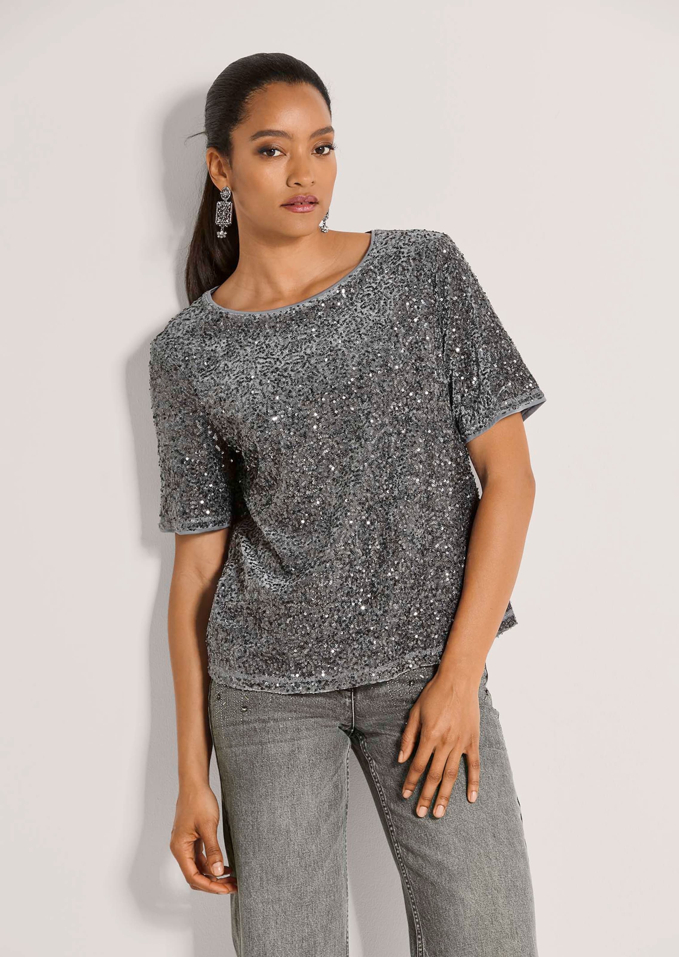 Shirt mit Pailletten und Halbarm