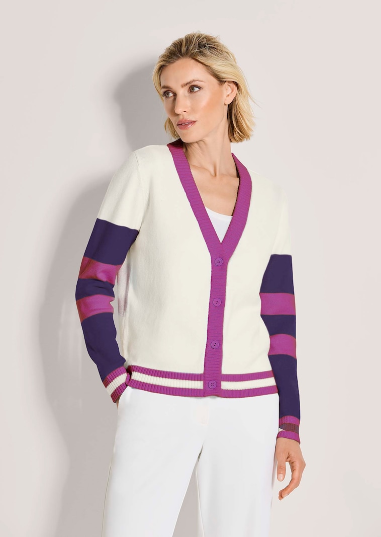 Cardigan mit gestreiften Akzenten
