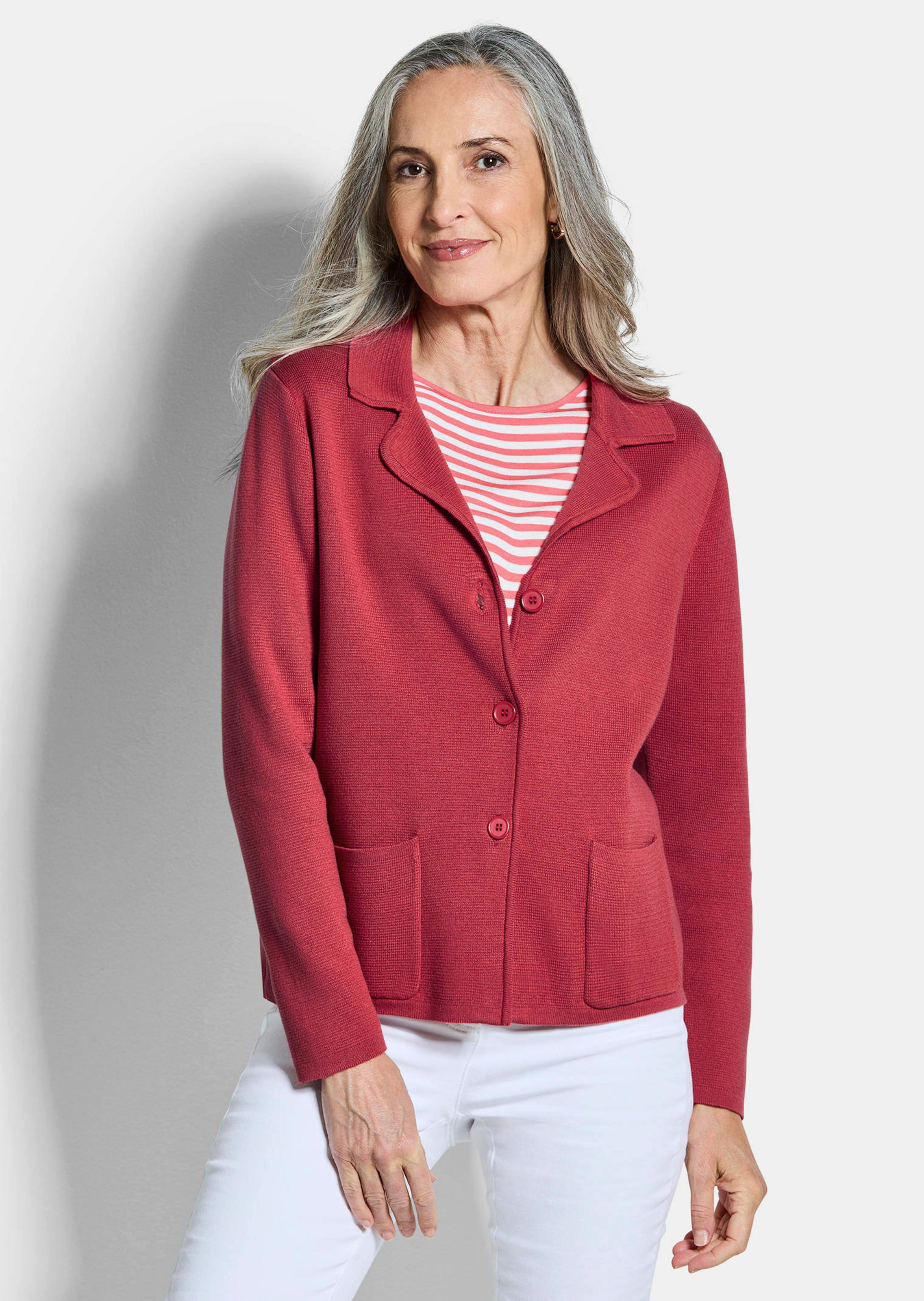 Tricot blazer met opgestikte zakken