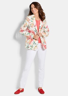 Gebloemde blazer van wafeljersey thumbnail 2