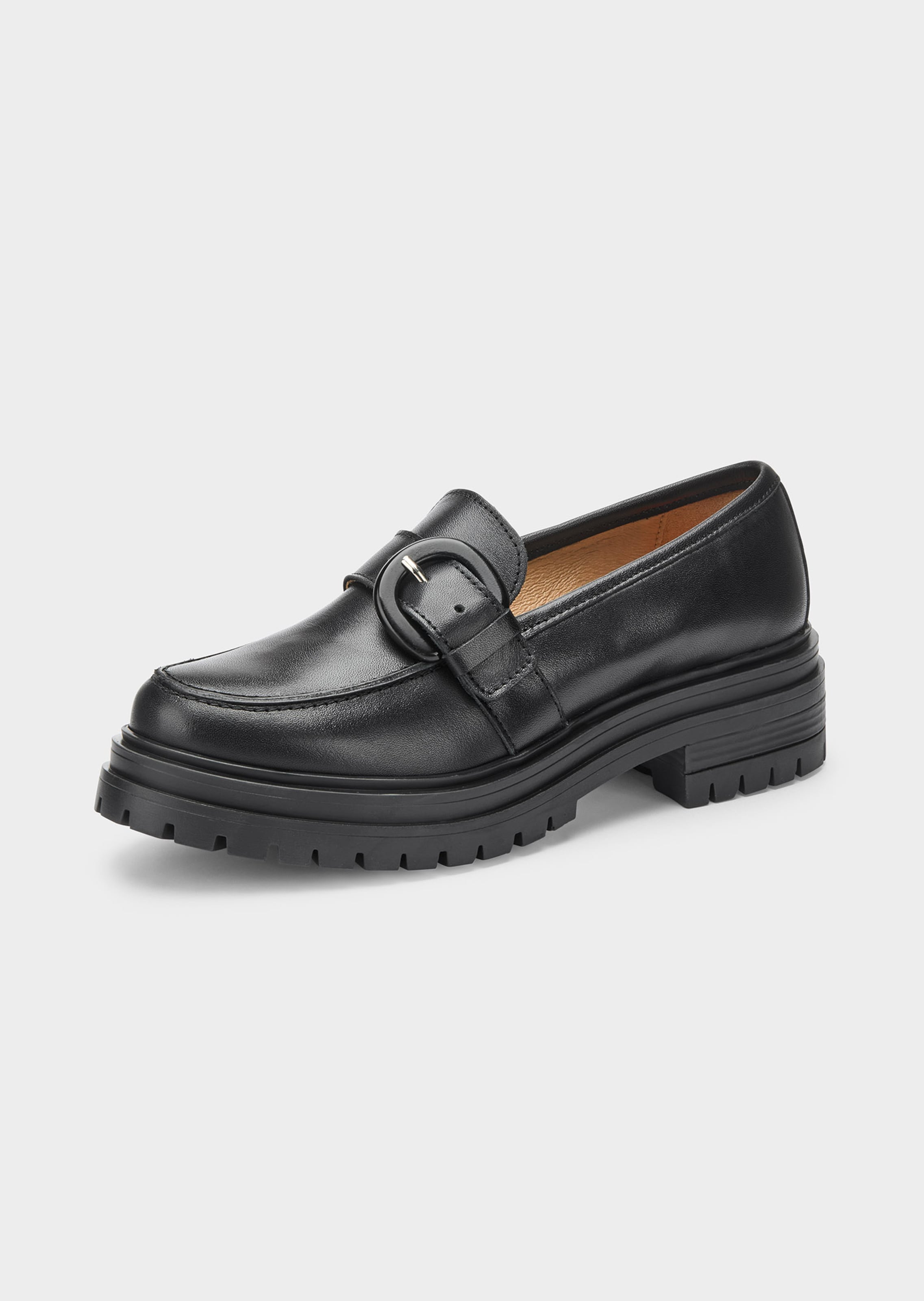 Leder-Slipper mit Zierschnalle