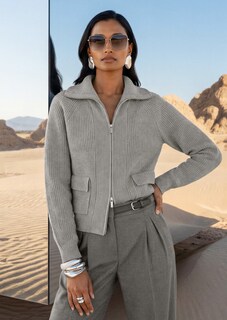Strickjacke in Blousonform mit 2-Wege-Reißverschluss thumbnail 1