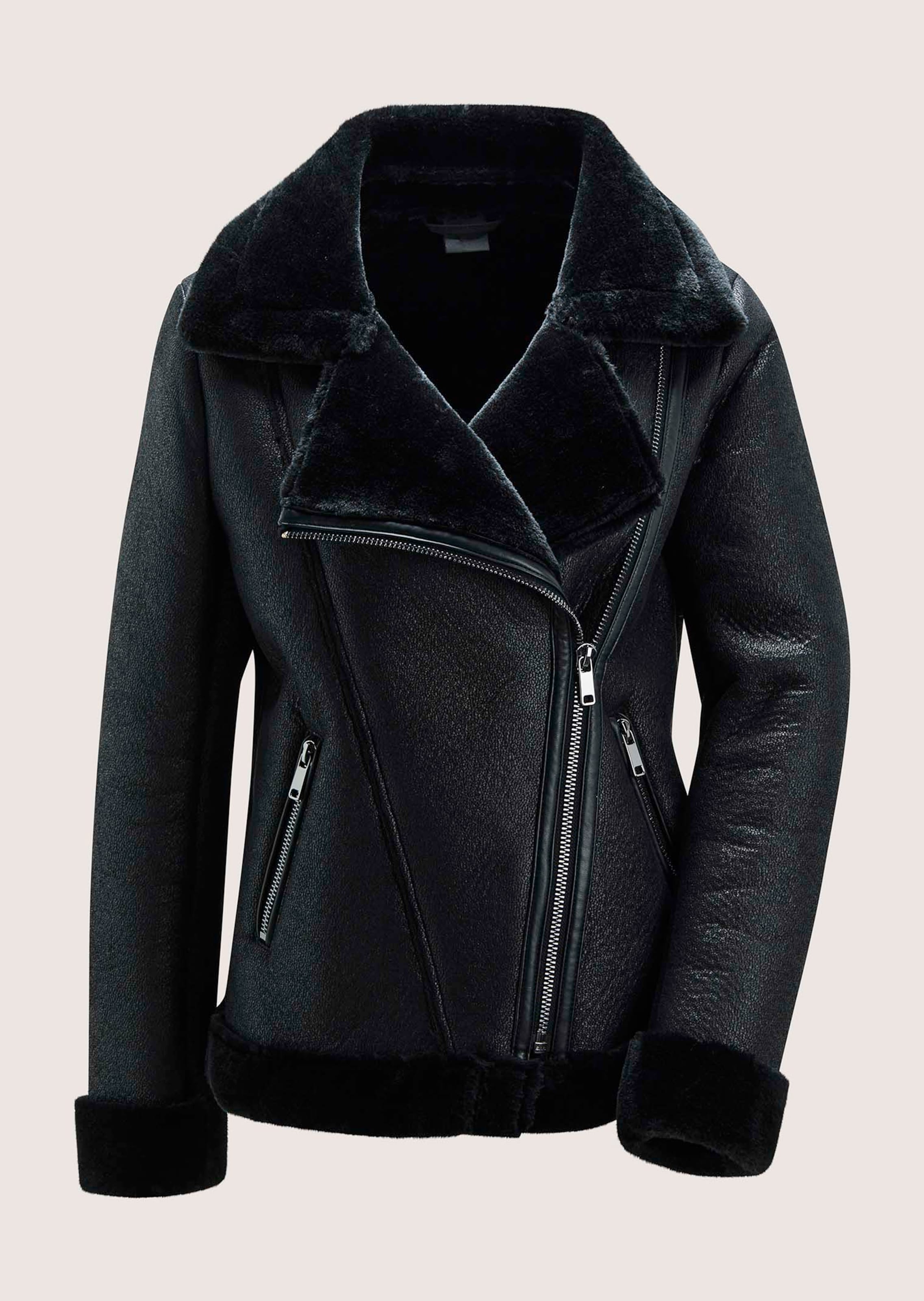 Veste biker en fausse fourrure