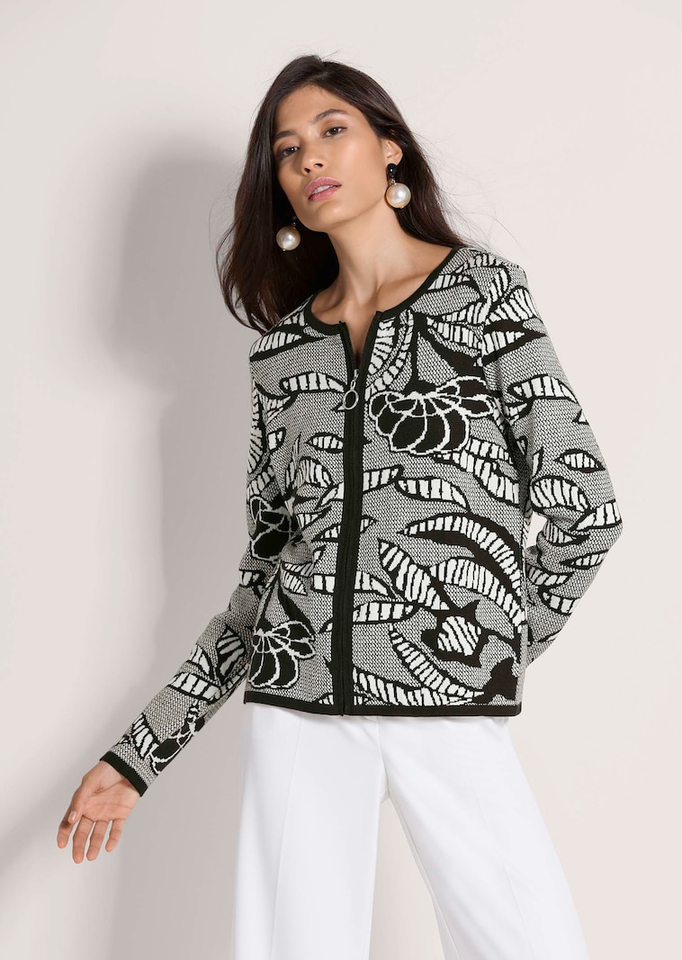 Jacquard-Strickblazer mit Reißverschluss