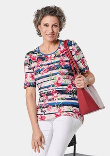Comfortabel, gedessineerd shirt in een look van bloemen en strepen thumbnail 3