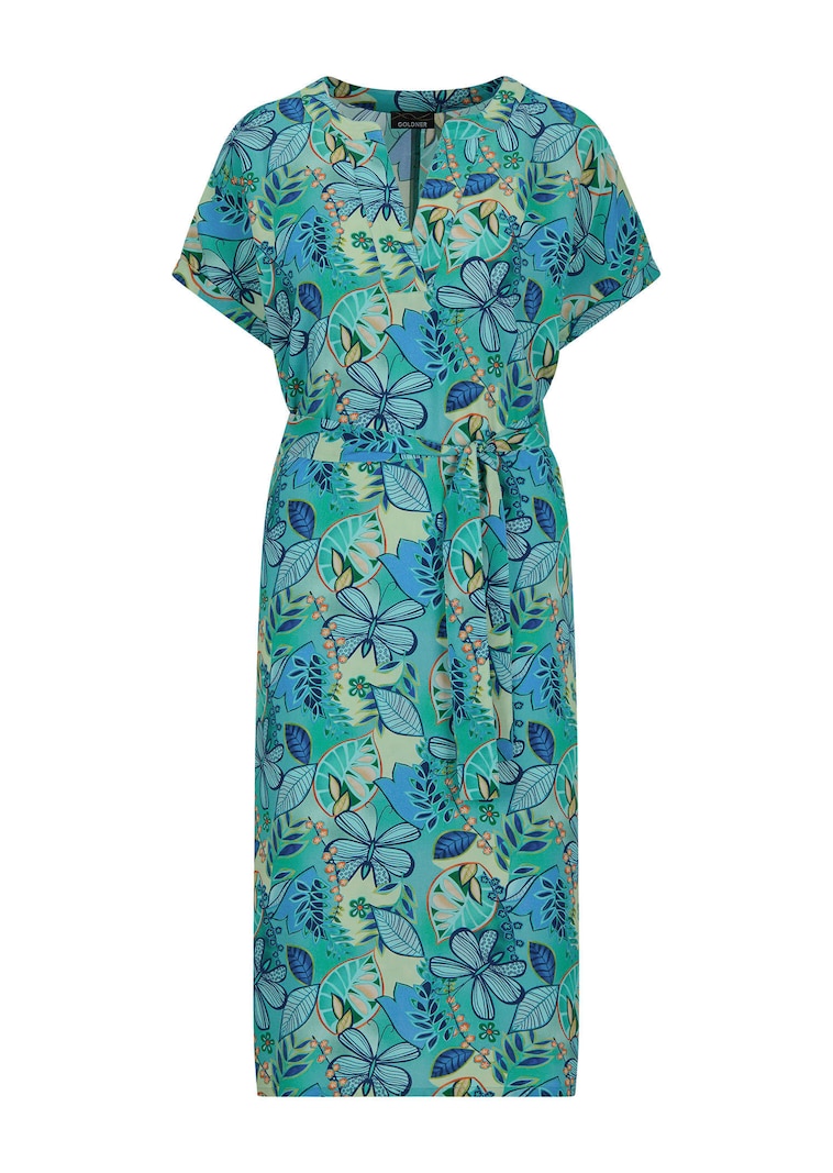 Viskose-Kleid mit Bindegürtel