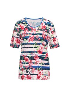 Comfortabel, gedessineerd shirt in een look van bloemen en strepen thumbnail 4