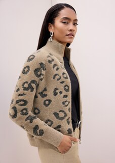 Jacquard-Strickblouson mit Leopardenmuster thumbnail 1