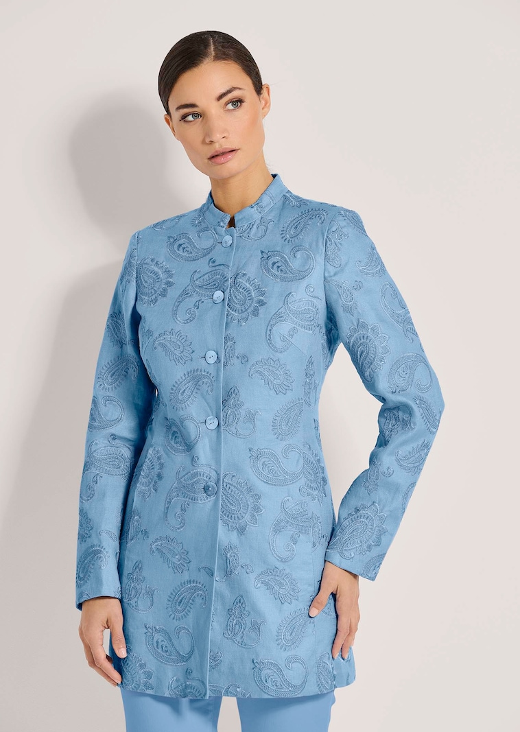 Embroidered linen frock coat