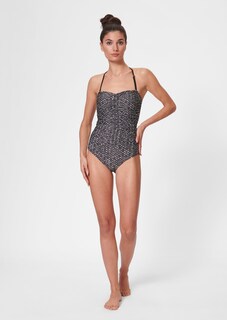 Bandeau swimming costume with retro print thumbnail 3