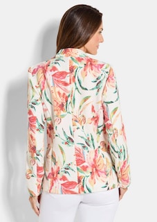 Gebloemde blazer van wafeljersey thumbnail 3