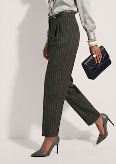 Wijde broek met plooien, krijtstreep en barrel-leg thumbnail 5