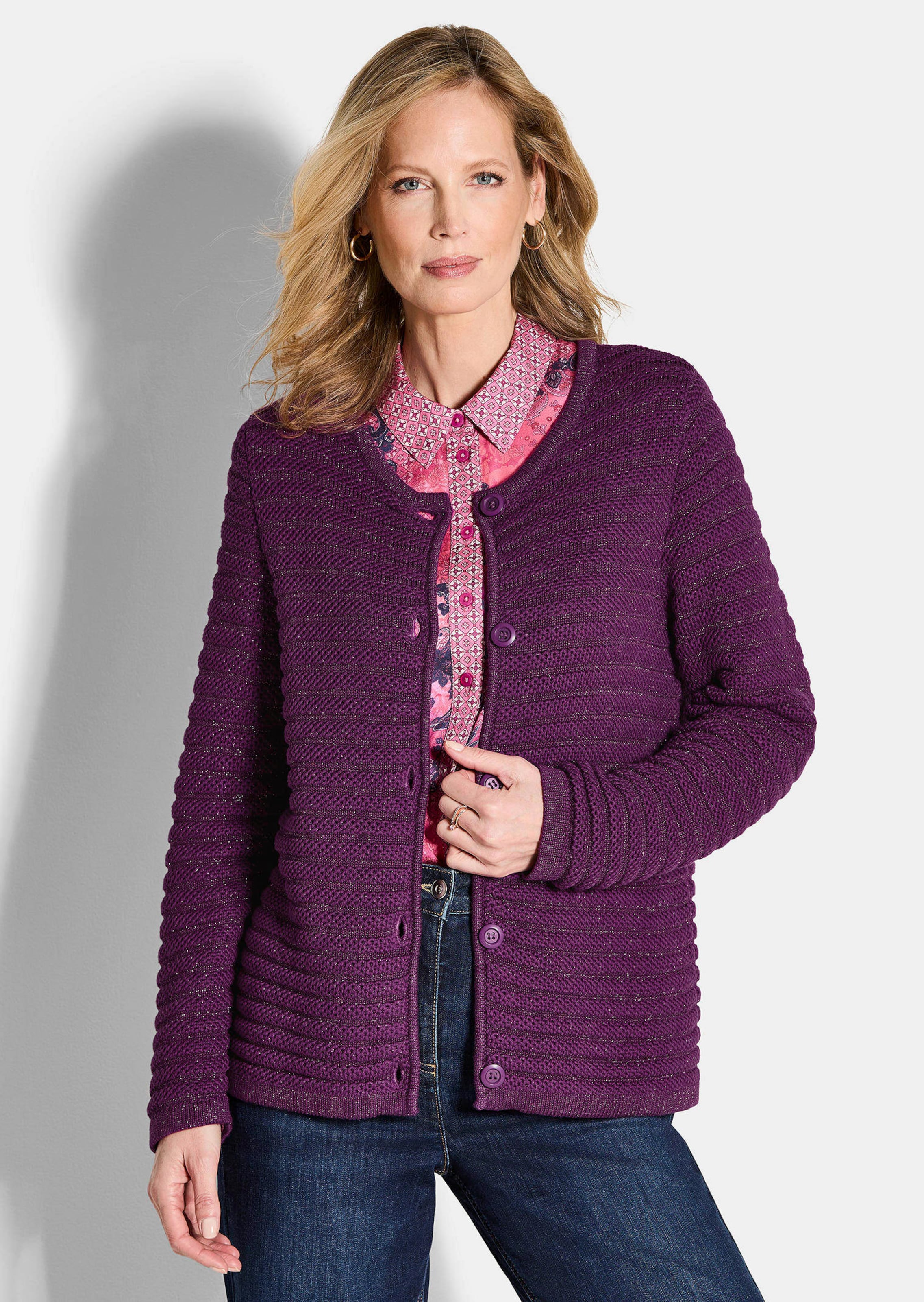 Veste en tricot en coton et fils Lurex