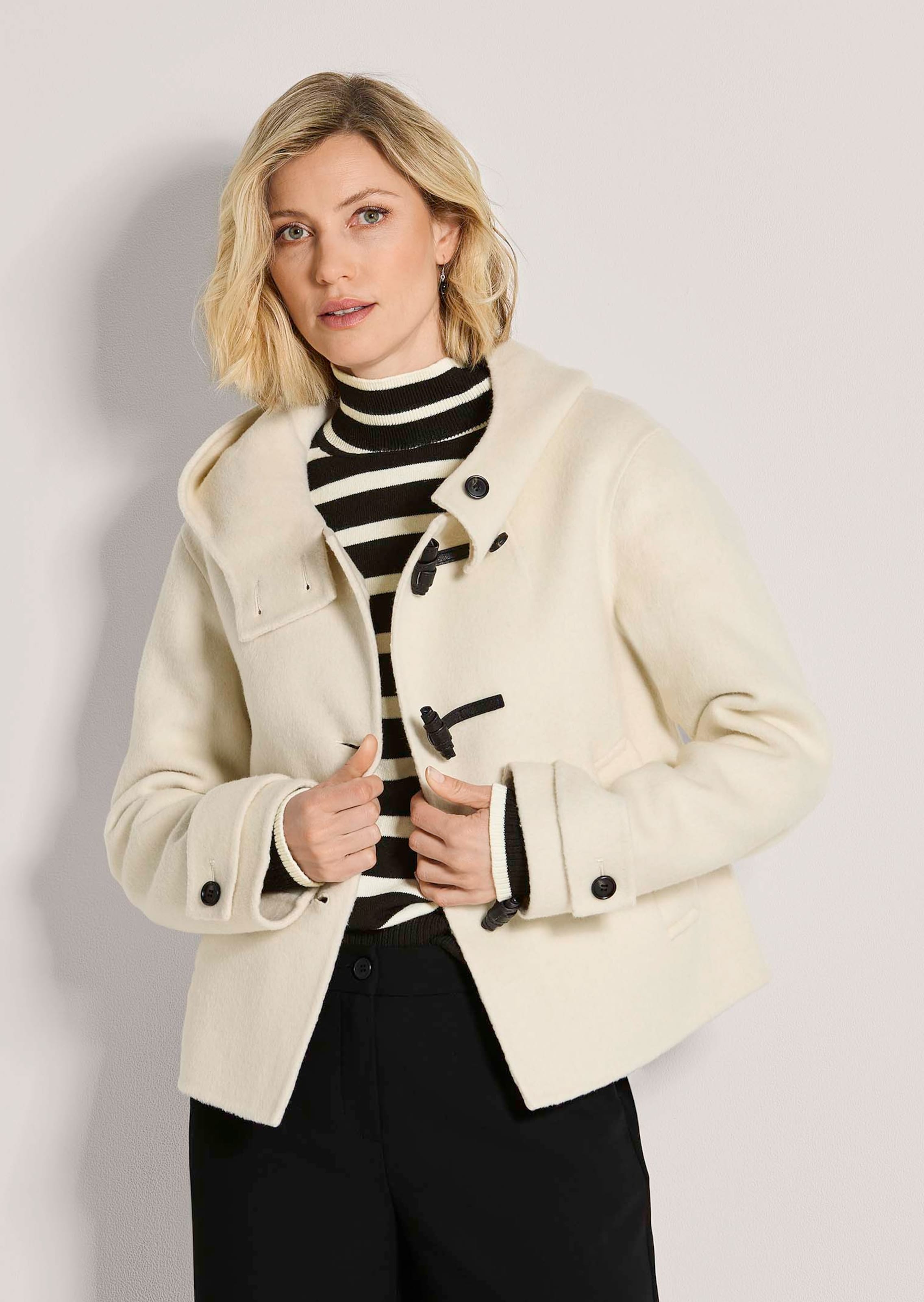 Double-faced duffle coat