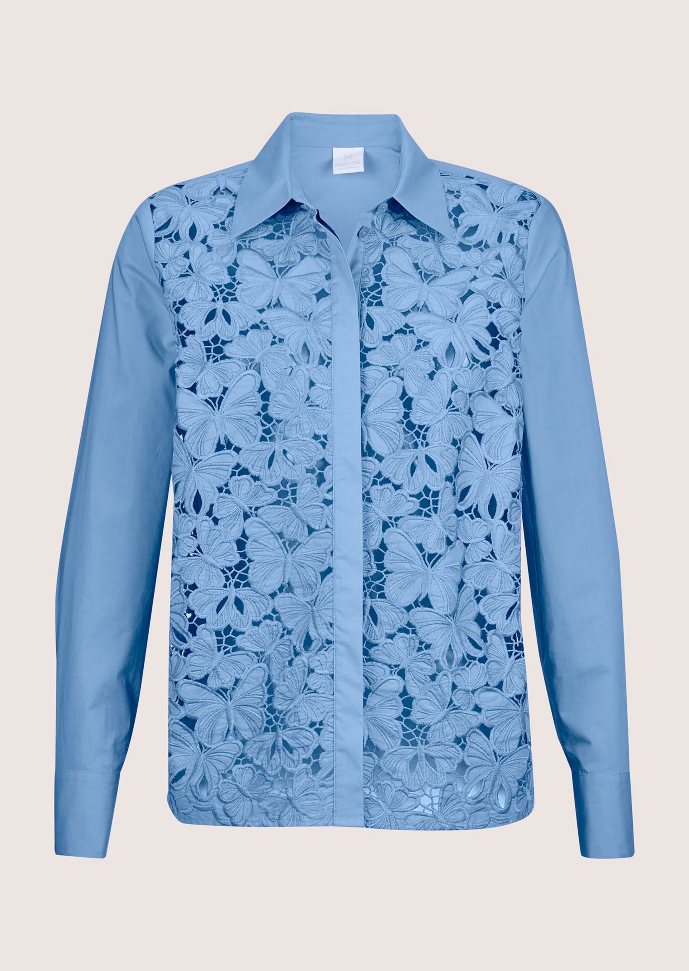 Shirt blouse with lace inserts
