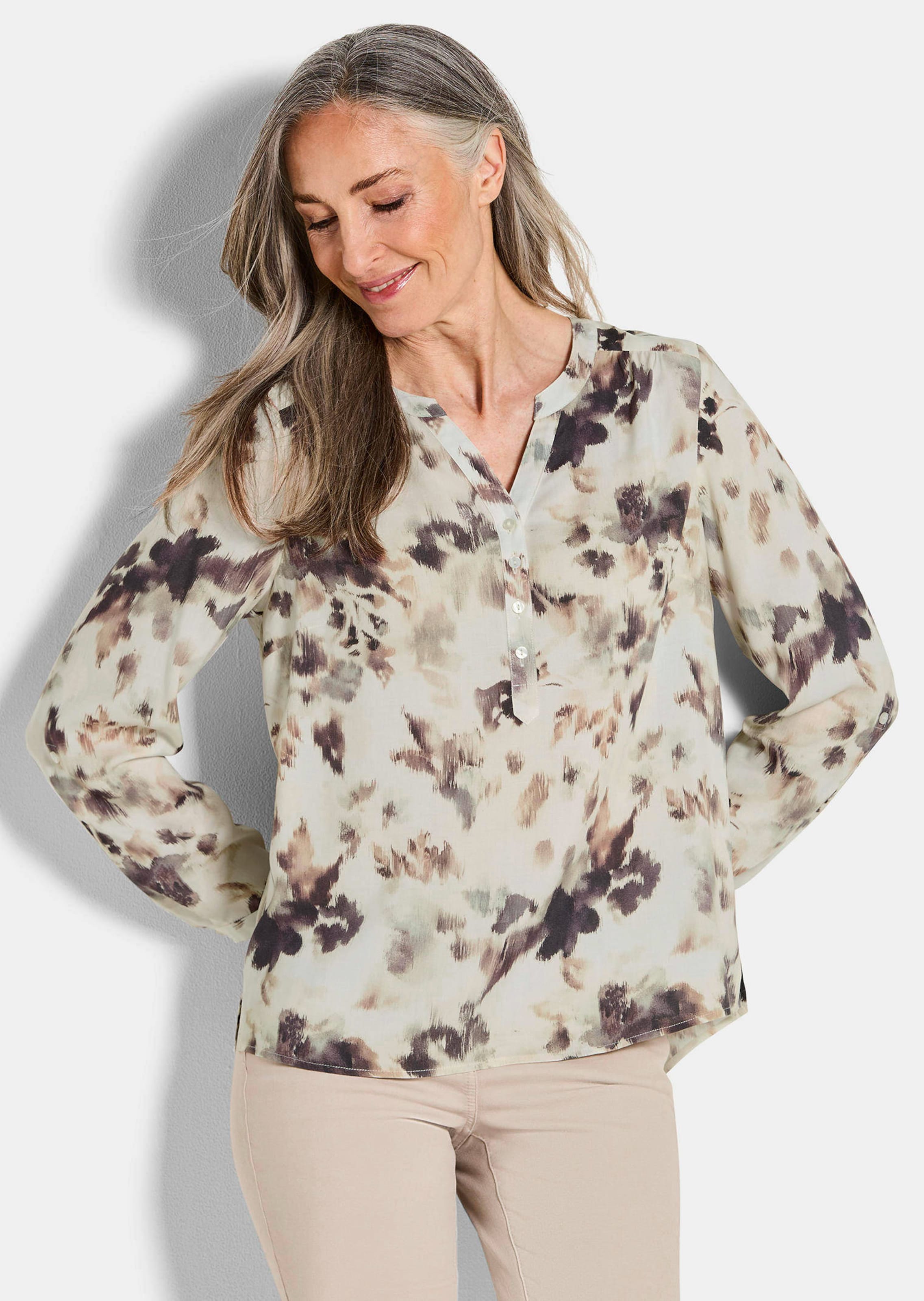Gedessineerde blouse met unieke print