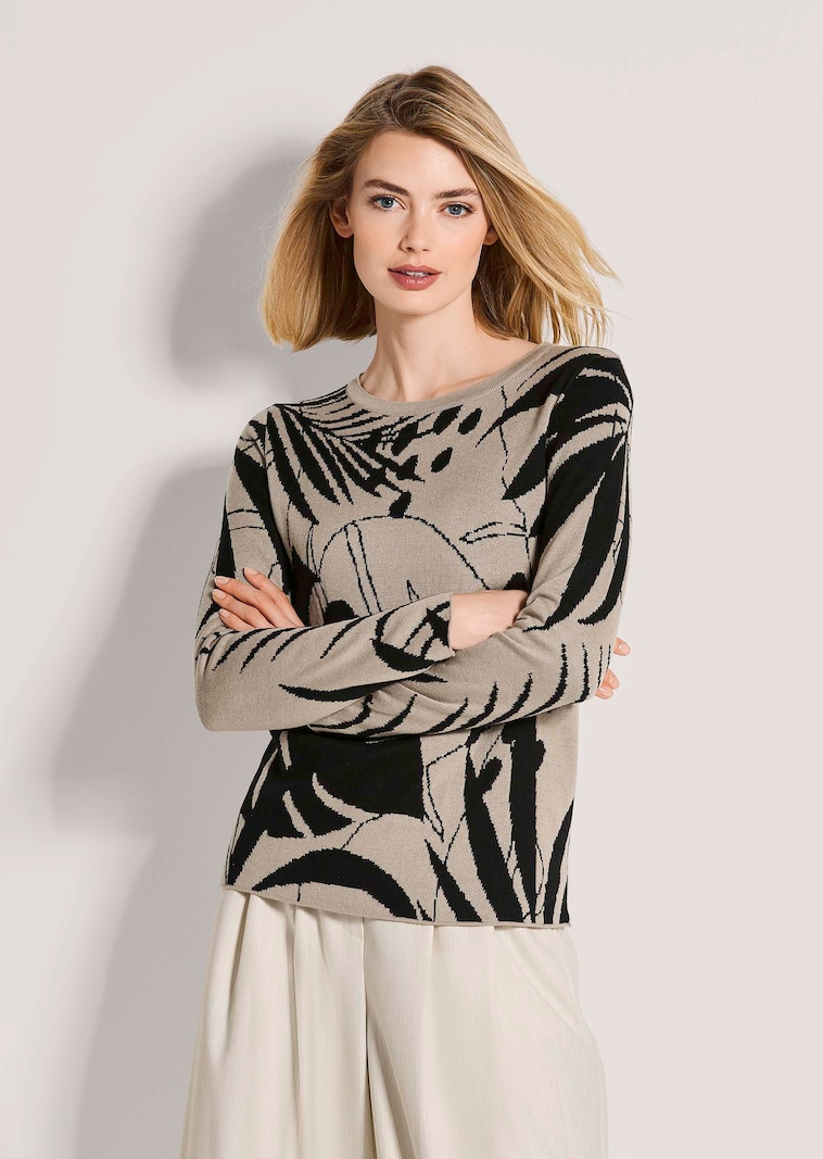 Jacquard-Pullover mit Rundhalsausschnitt
