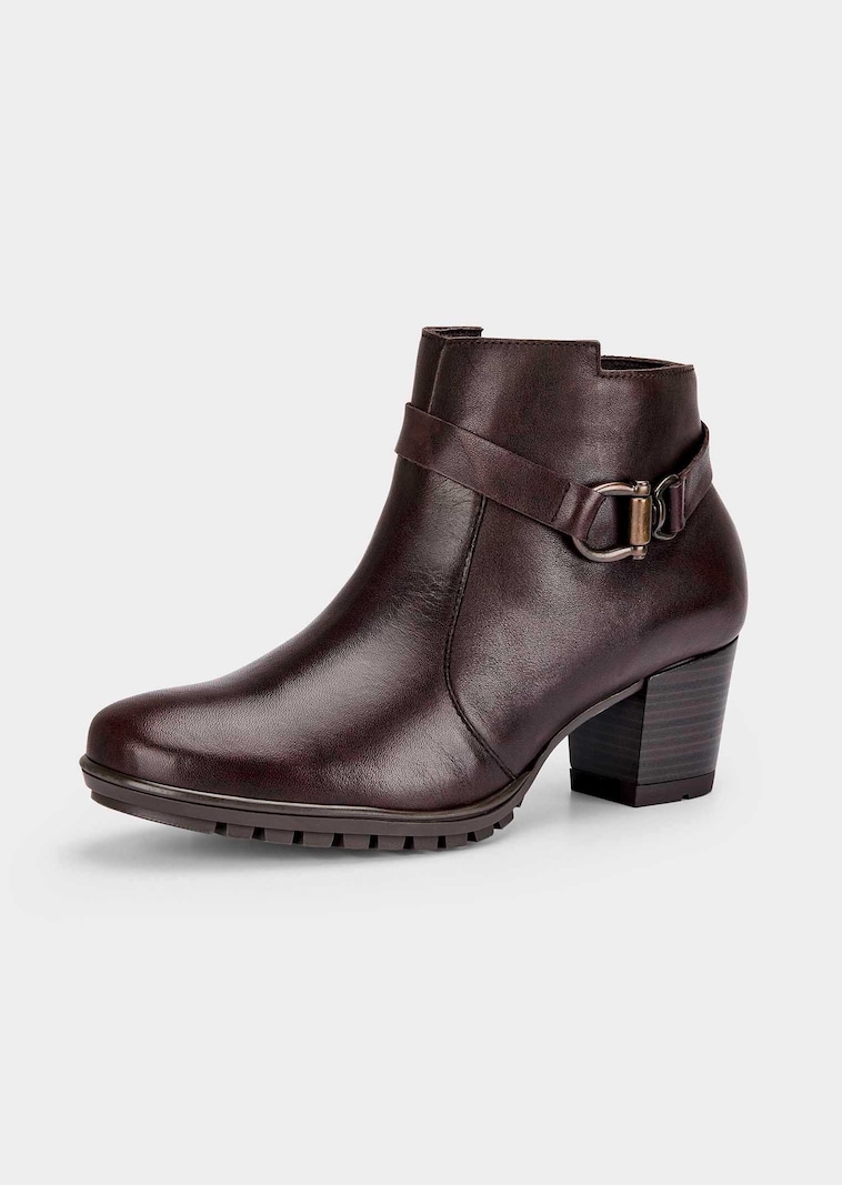Stiefeletten aus Glattleder mit Zierelement