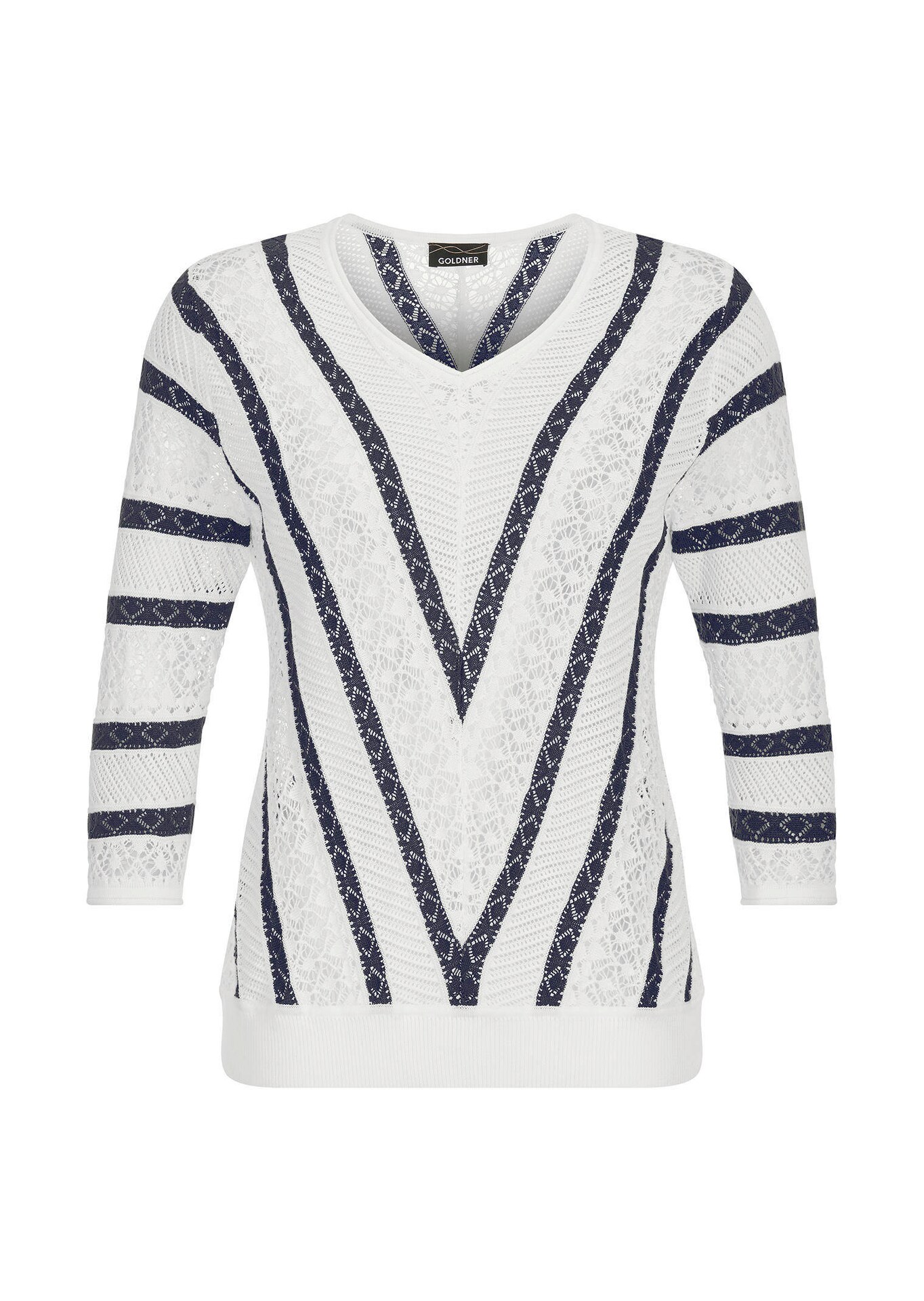 Feinstrickpullover mit maritimen Streifen