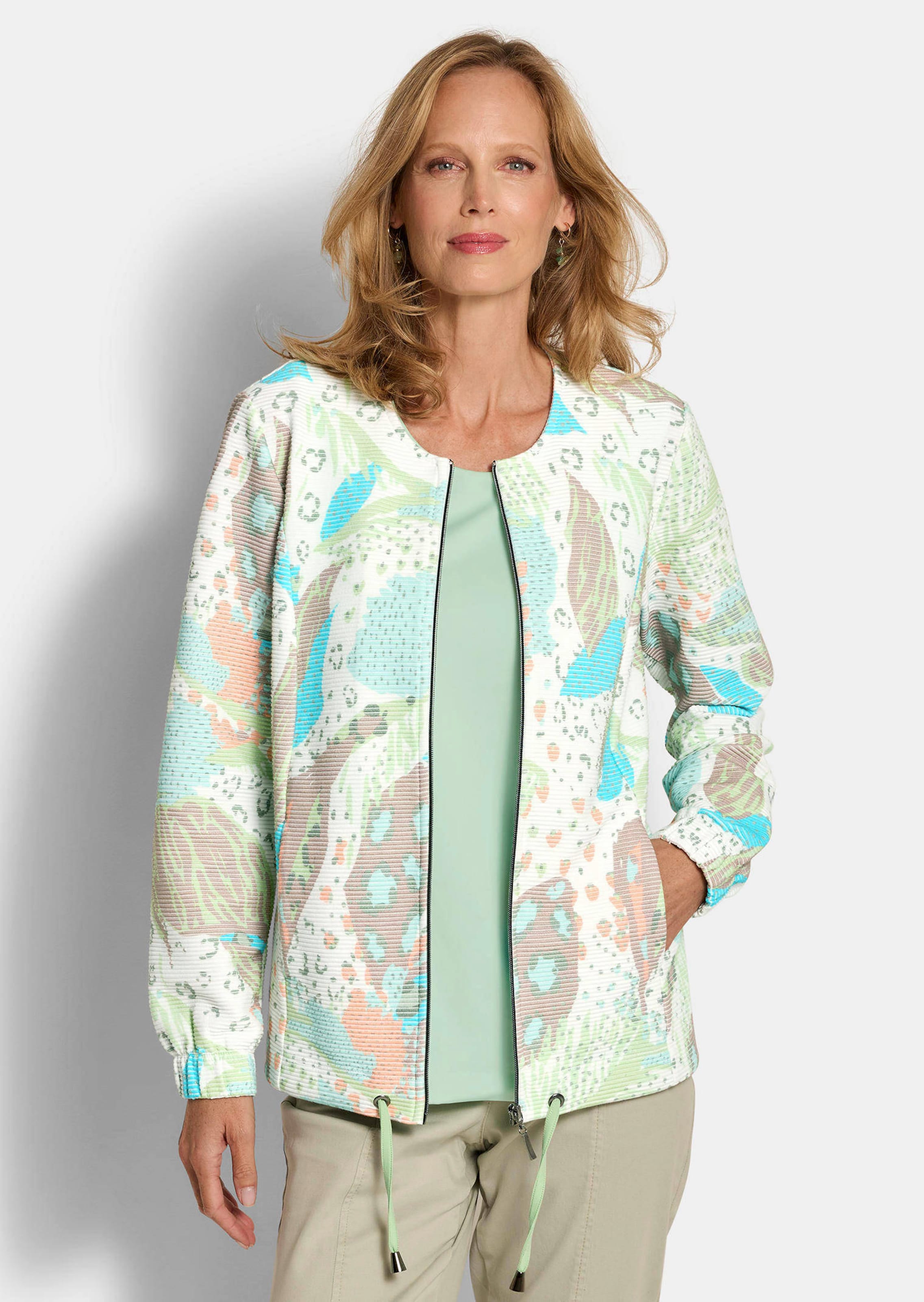 Jersey-Jacke mit Ottomanstruktur