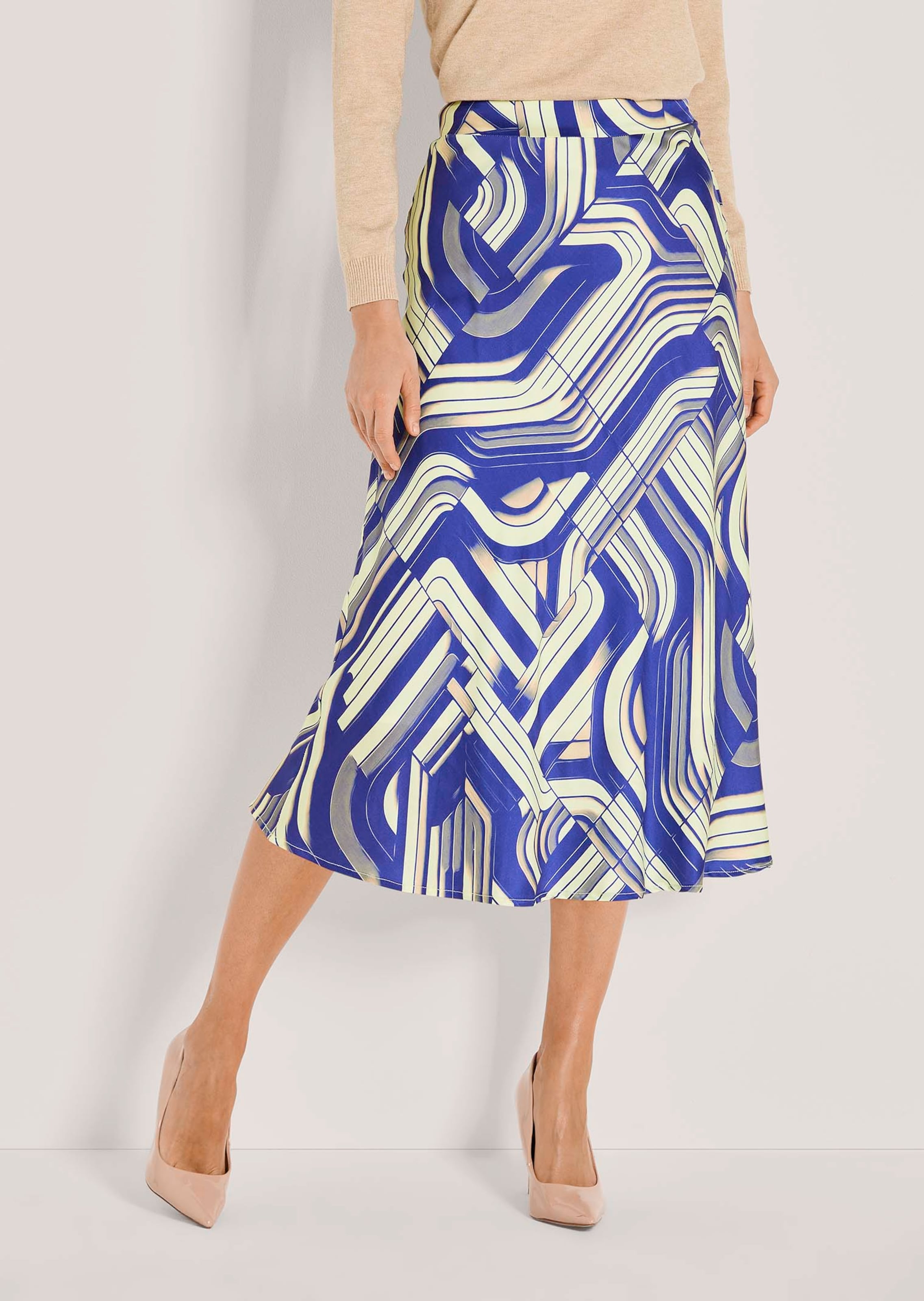 Ausgestellter Midi-Rock mit All-over-Print