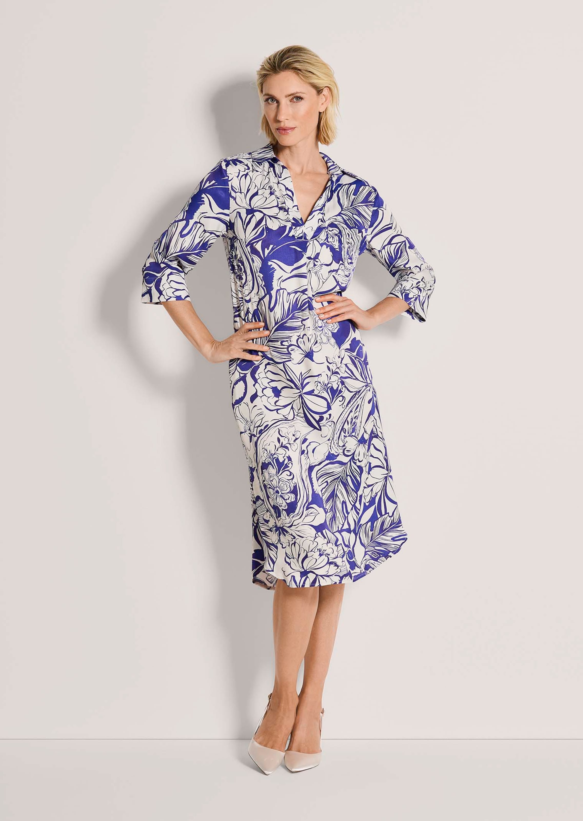 Sommerkleid mit floralem Print und 3/4-Arm