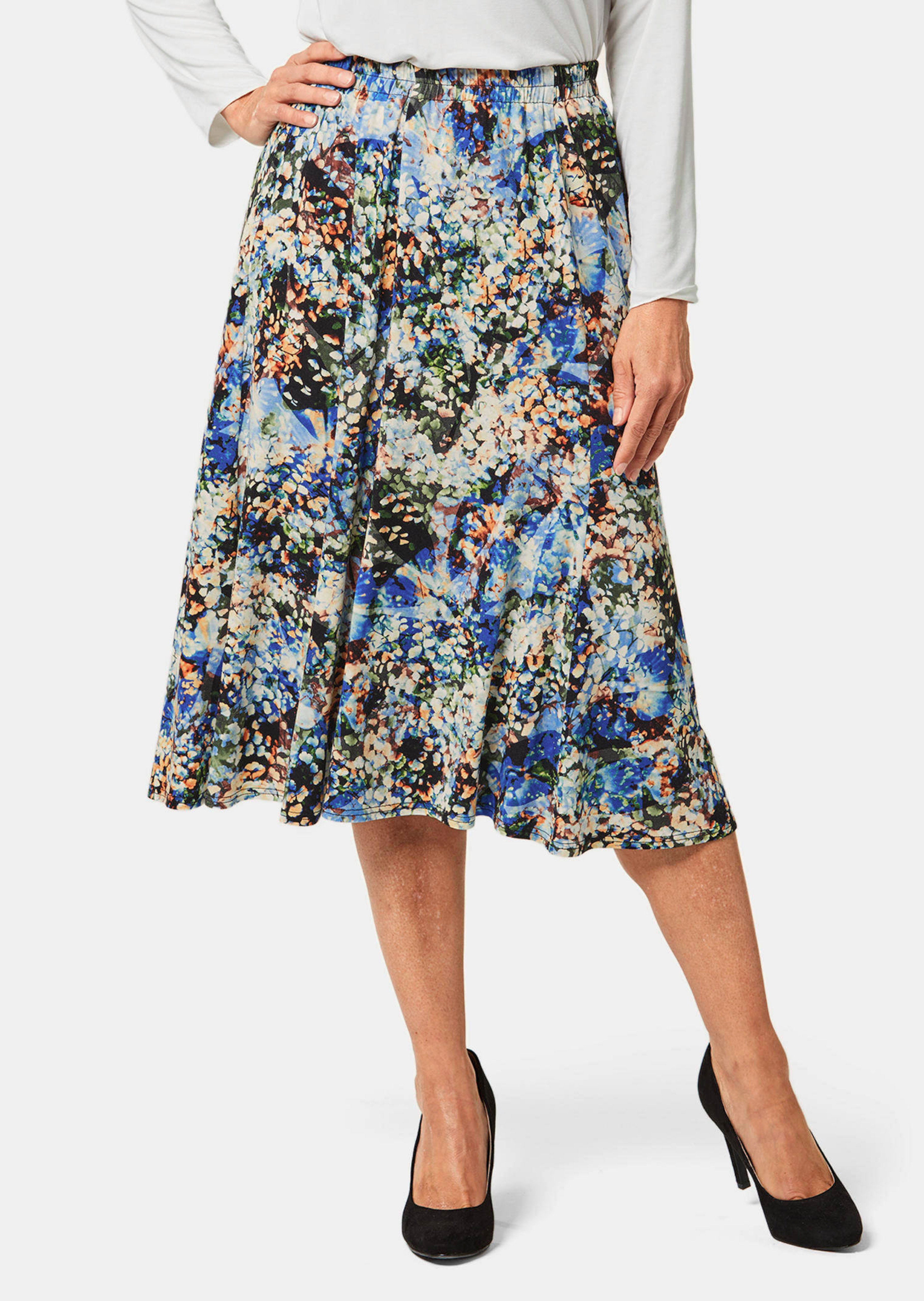 Comfortabele, gedessineerde rok met rondom elastische tailleband