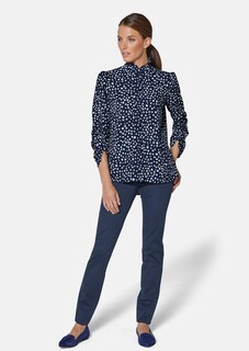 Gestippelde blouse met opstaand kraagje en 3/4-mouwen thumbnail 3