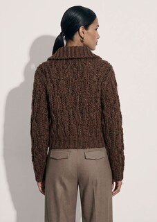 Grobstrickjacke mit voluminösem Stehkragen thumbnail 4