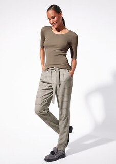 Karo-Bundfaltenhose mit Bindegürtel thumbnail 1