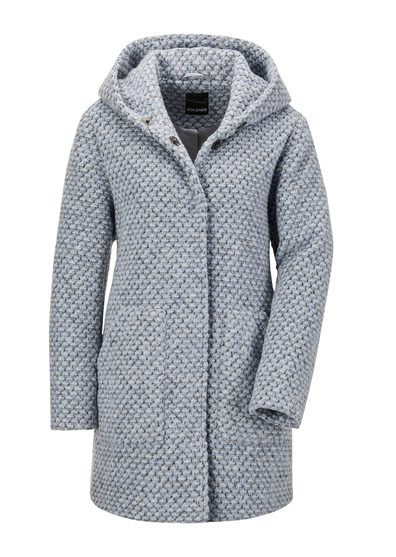 Manteau court bicolore en laine mélangée