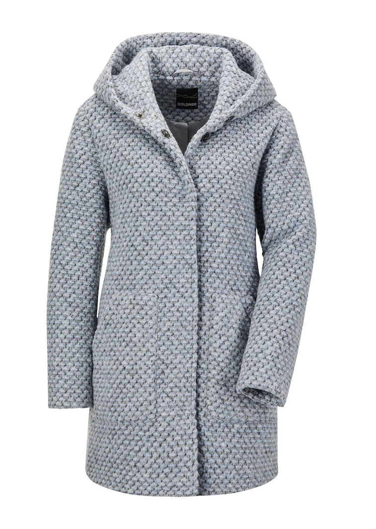 Manteau court bicolore en laine mélangée