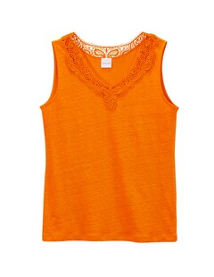 Sleeveless linen top with lace trim thumbnail 7