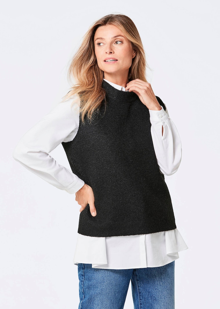 Ribpullover met opstaande kraag