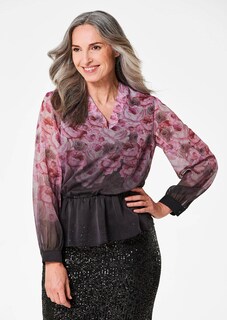 Elegante Druckbluse mit Schößchen thumbnail 1