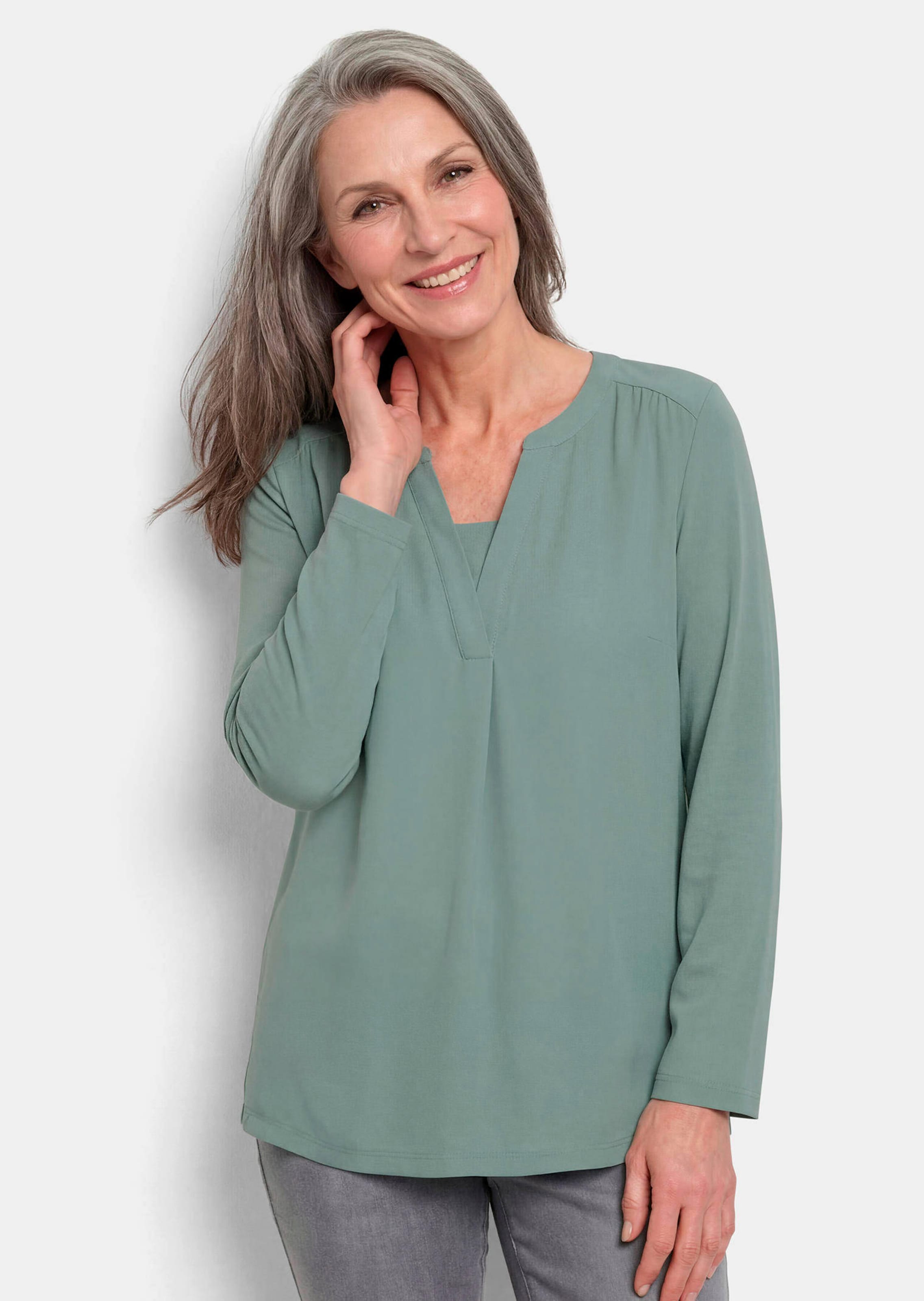Blouseshirt met chiffon inzet