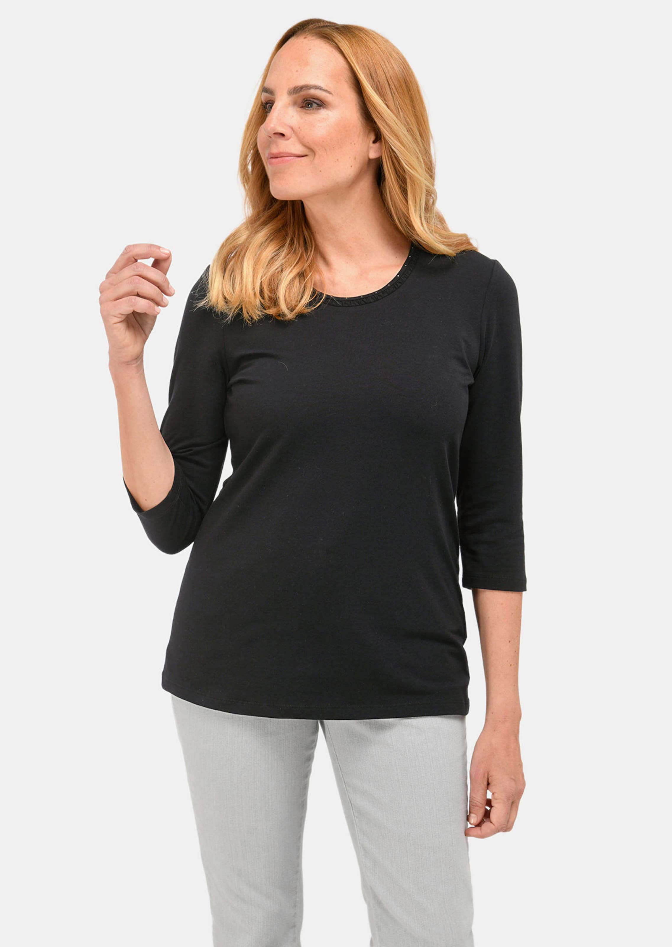 Gedessineerd shirt met ronde hals van pima-katoen