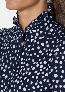 Gestippelde blouse met opstaand kraagje en 3/4-mouwen thumbnail 6