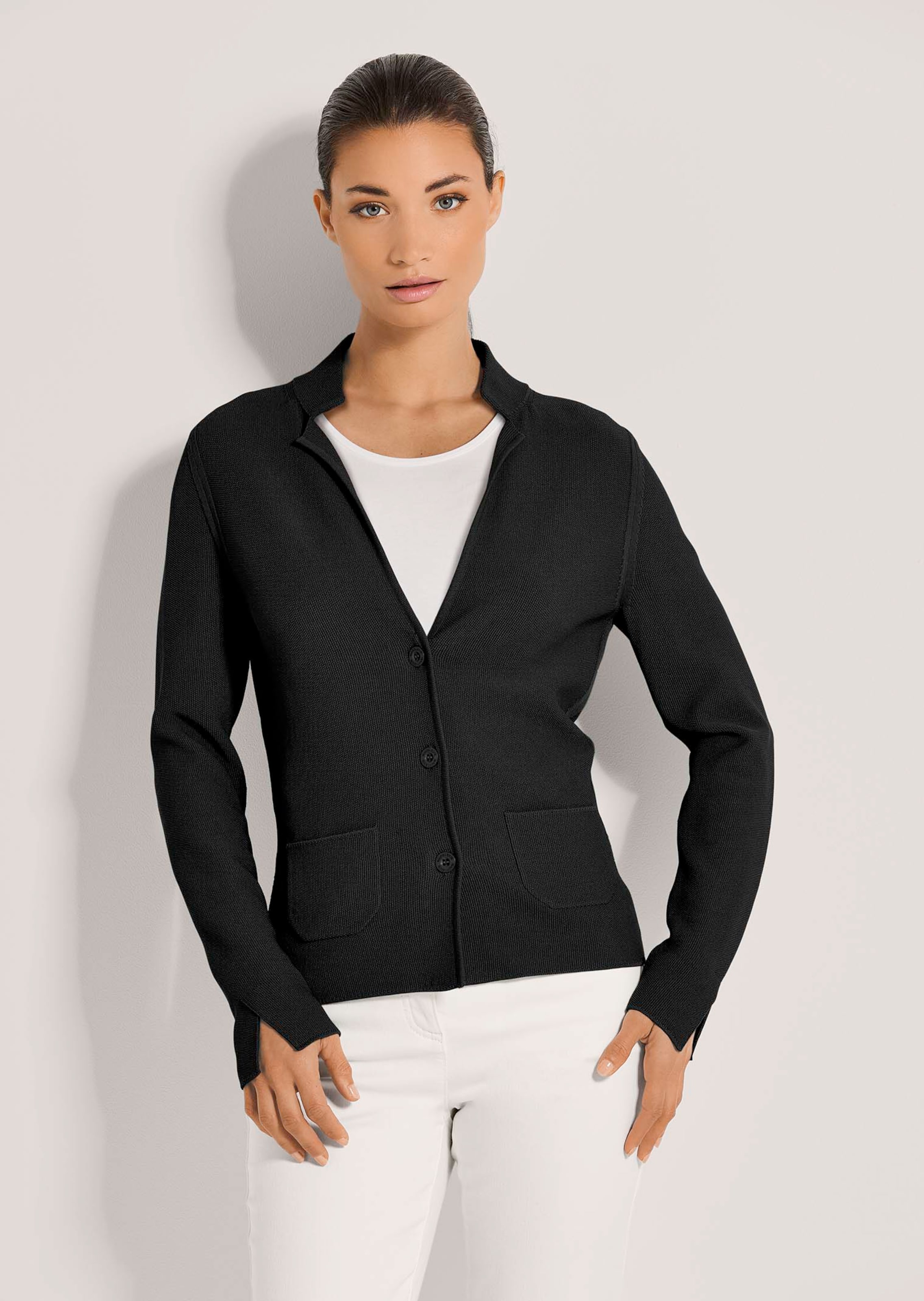 Schlanker Strickblazer mit langen Ärmeln