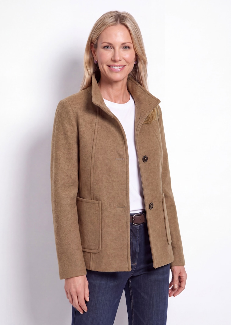 Veste en laine mélangée à col droit