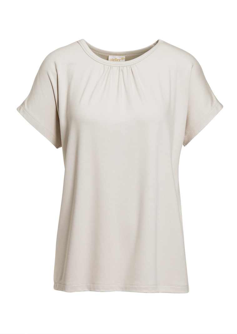 Comfortabel shirt met ronde hals van glanzend materiaal