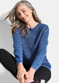 Pullover met ajour en ribtricot thumbnail 4