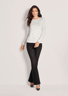Langarmshirt mit Strass und Hahnentrittmuster thumbnail 3