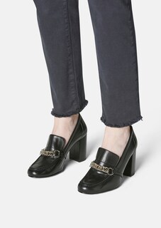 Leder-Pumps mit Blockabsatz und Zierkette thumbnail 2