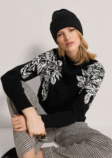 Pull jacquard à motif floral thumbnail 5
