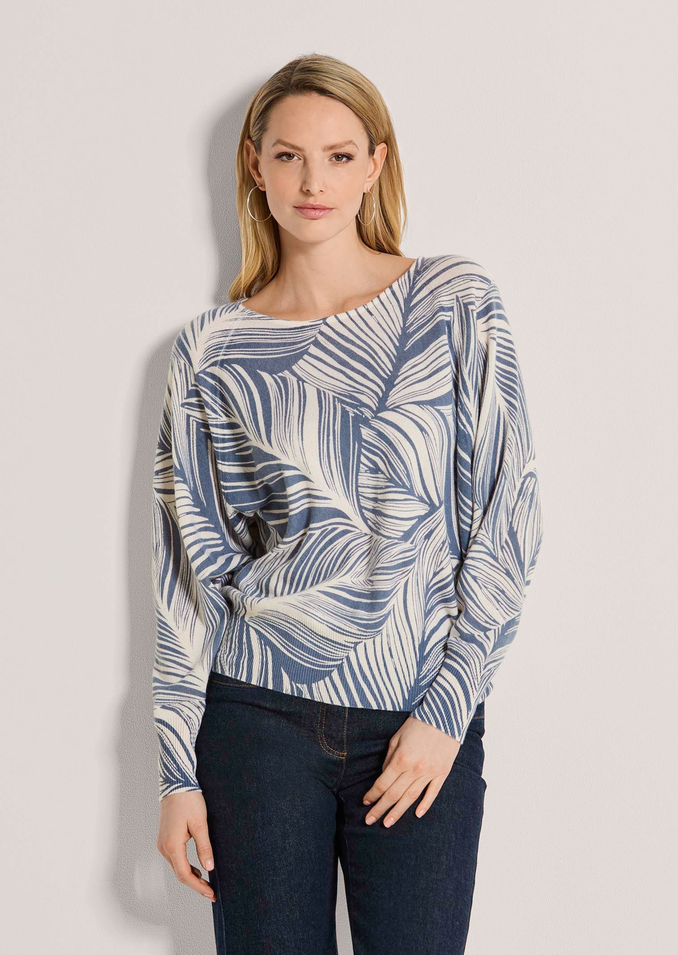 Kaschmirpullover mit Blätterprint