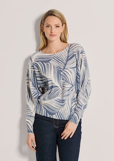 Kaschmirpullover mit Blätterprint thumbnail 2