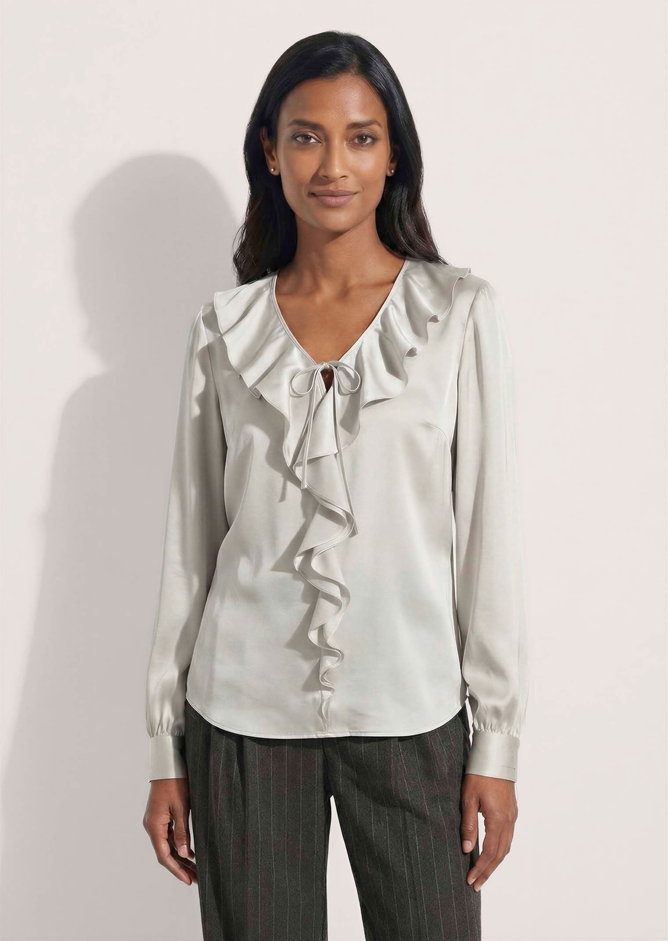 Satin blouse with flounces